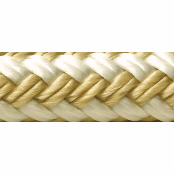 Double Braid Nylon Dock Line, Gold/White, 3/4